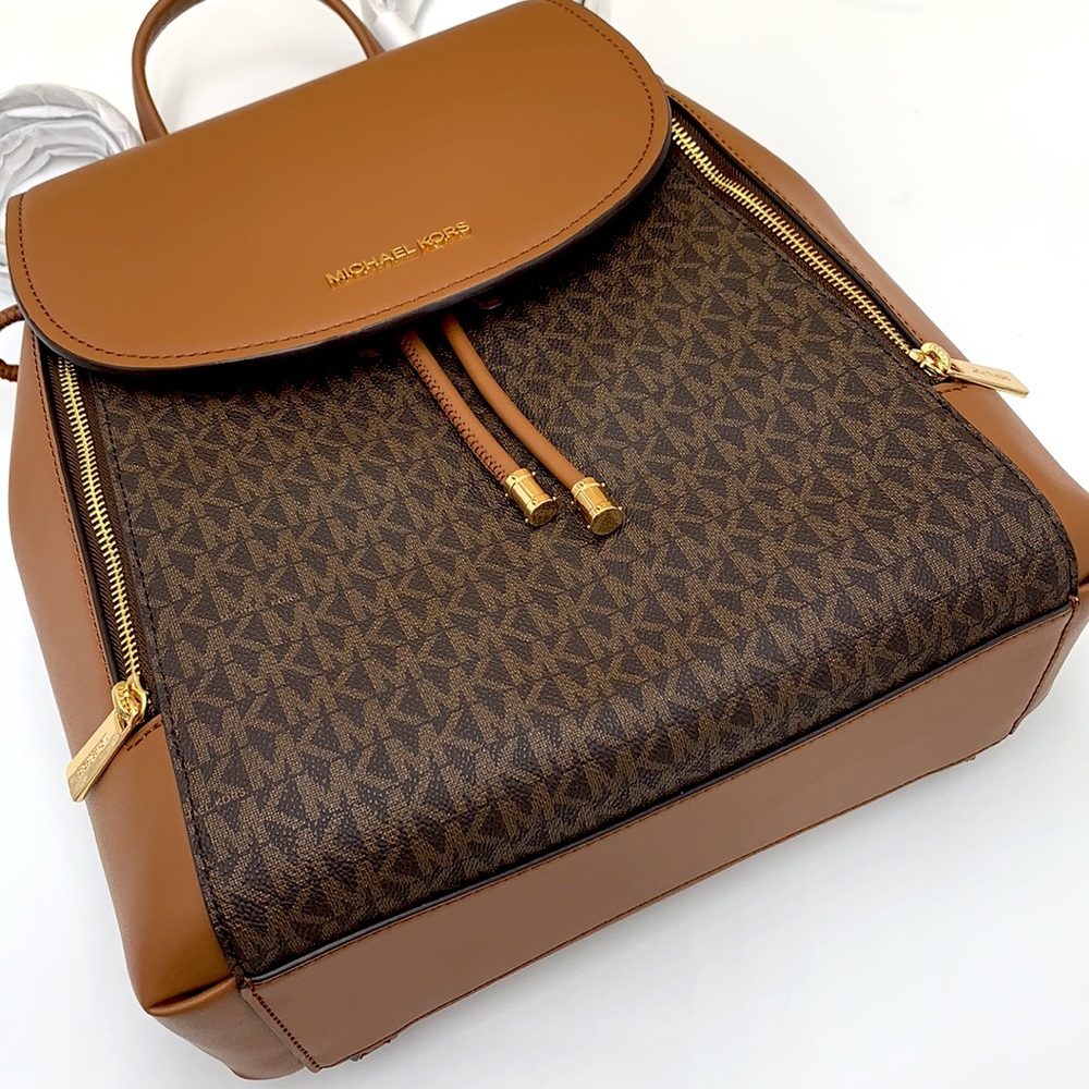 MICHAEL KORS PHOEBE MEDIUM DRAWSTRING BACKPACK BROWN SIGNATURE COLOR - Picture 15 of 16